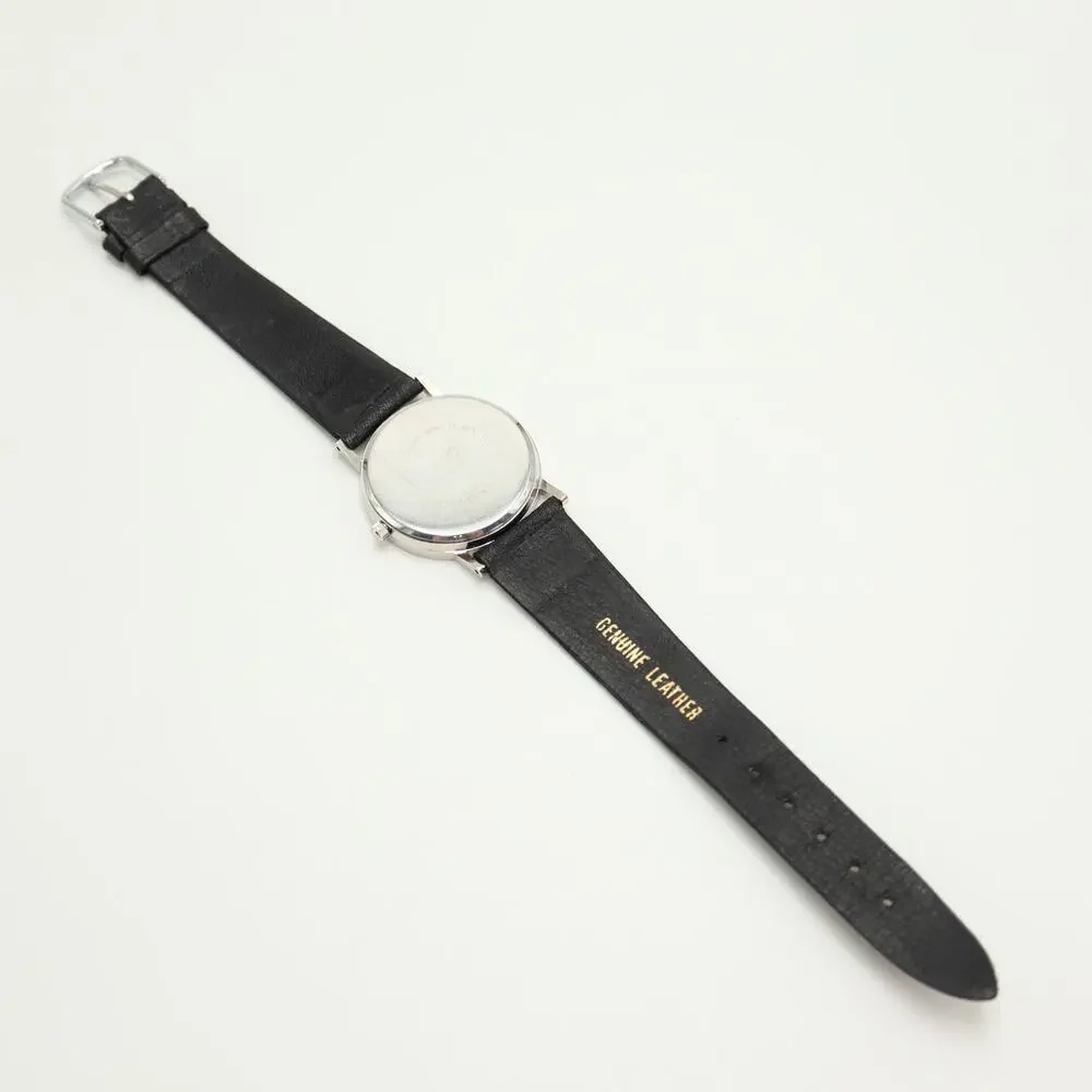 Sterling Denmark by Max Rene Silver Tone 32mm Watch Swiss Leather w New Battery